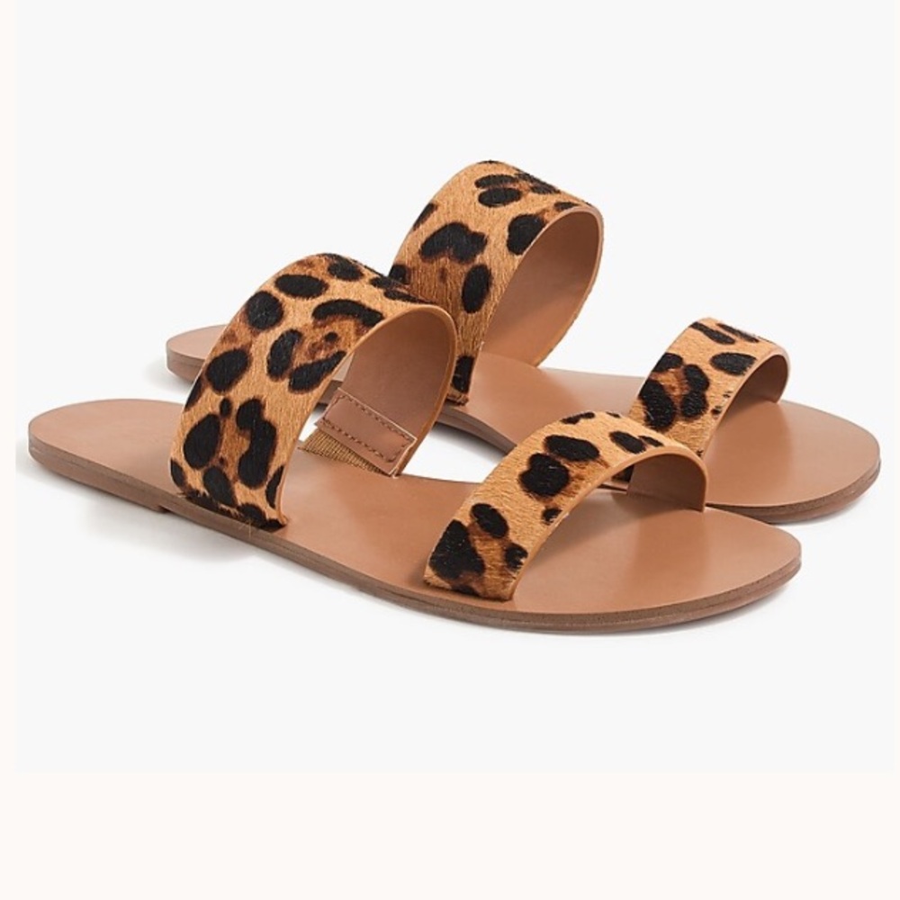 J.Crew Leopard Calf Hair Easy Summer Slide Sandals Size 9 - Picture 6 of 6